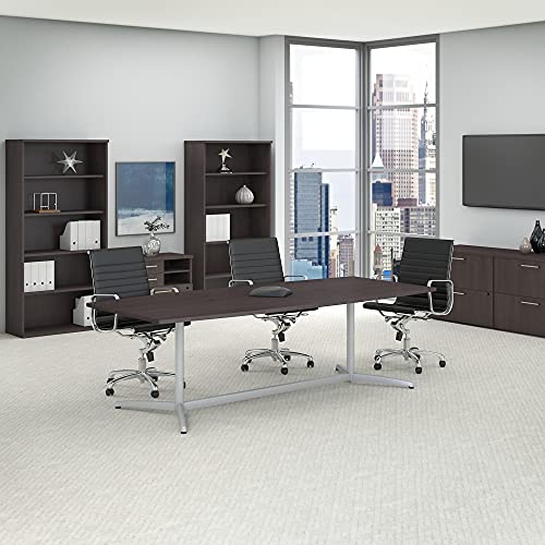 Bush Business Furniture 96W x 42D Boat Shaped Conference Table with Metal Base in Storm Gray Bush Business Furniture