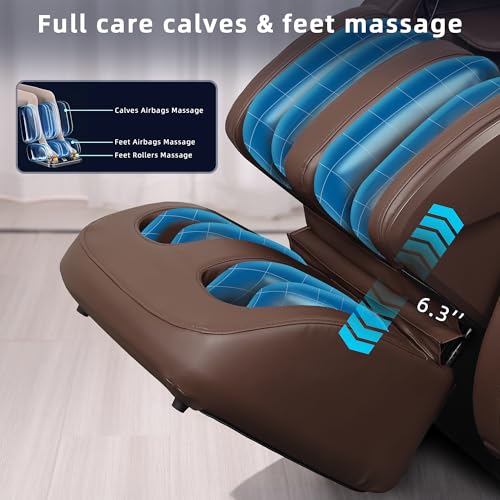 MYTHIA 2026 A303C Massage Chair, Full Body Zero Gravity Recliner with SL Track, Body Scan, 12 Auto Modes, Lumbar Heat, Bluetooth App, Wireless Charge, and Foot Rollers for Home and Office (Brown) MYTHIA