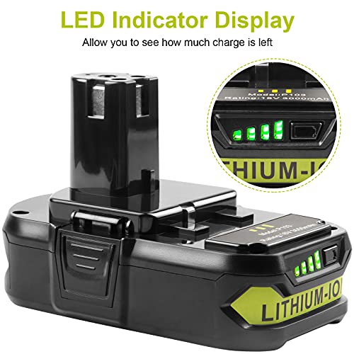 ARyee 3000mAh P102 18V Lithium Battery Replacement for 18Volt Ryobi Tools ONE+ P100 P103 P104 P105 P107 P108 P109 P190, 2 Pack ARyee