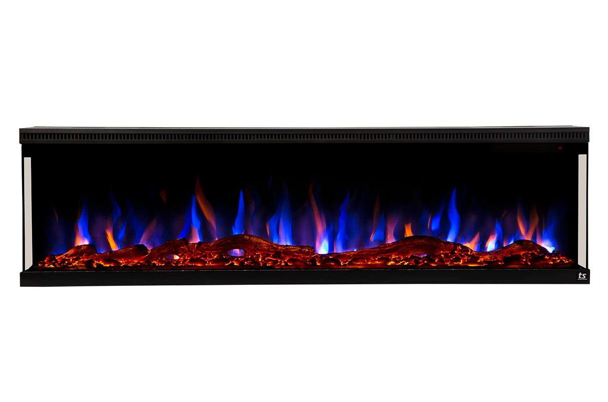 Touchstone Sideline Infinity 3-Sided Smart 72-inch WiFi-Enabled Electric Fireplace - 80051 - Built-in - 60 Color Combinations - 1500/750 Watt Heater (68-88°F Thermostat) - Black - Log & Crystals Touchstone