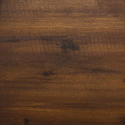 Walker Edison Maui Modern 6 Piece Solid Acacia Wood Slatted Outdoor Dining Set, Set of 6, Dark Brown Walker Edison