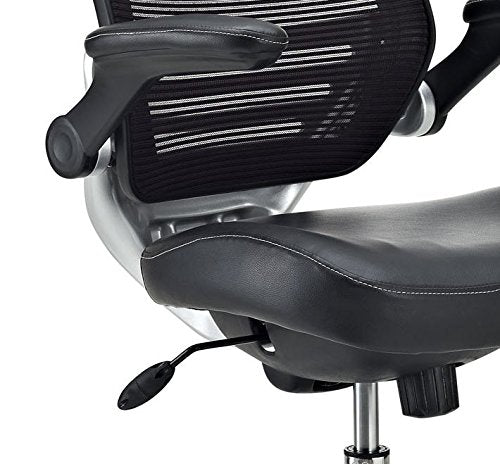Modway Edge Drafting Chair - Reception Desk Chair - Flip-Up Arm Drafting Chair in Black Modway