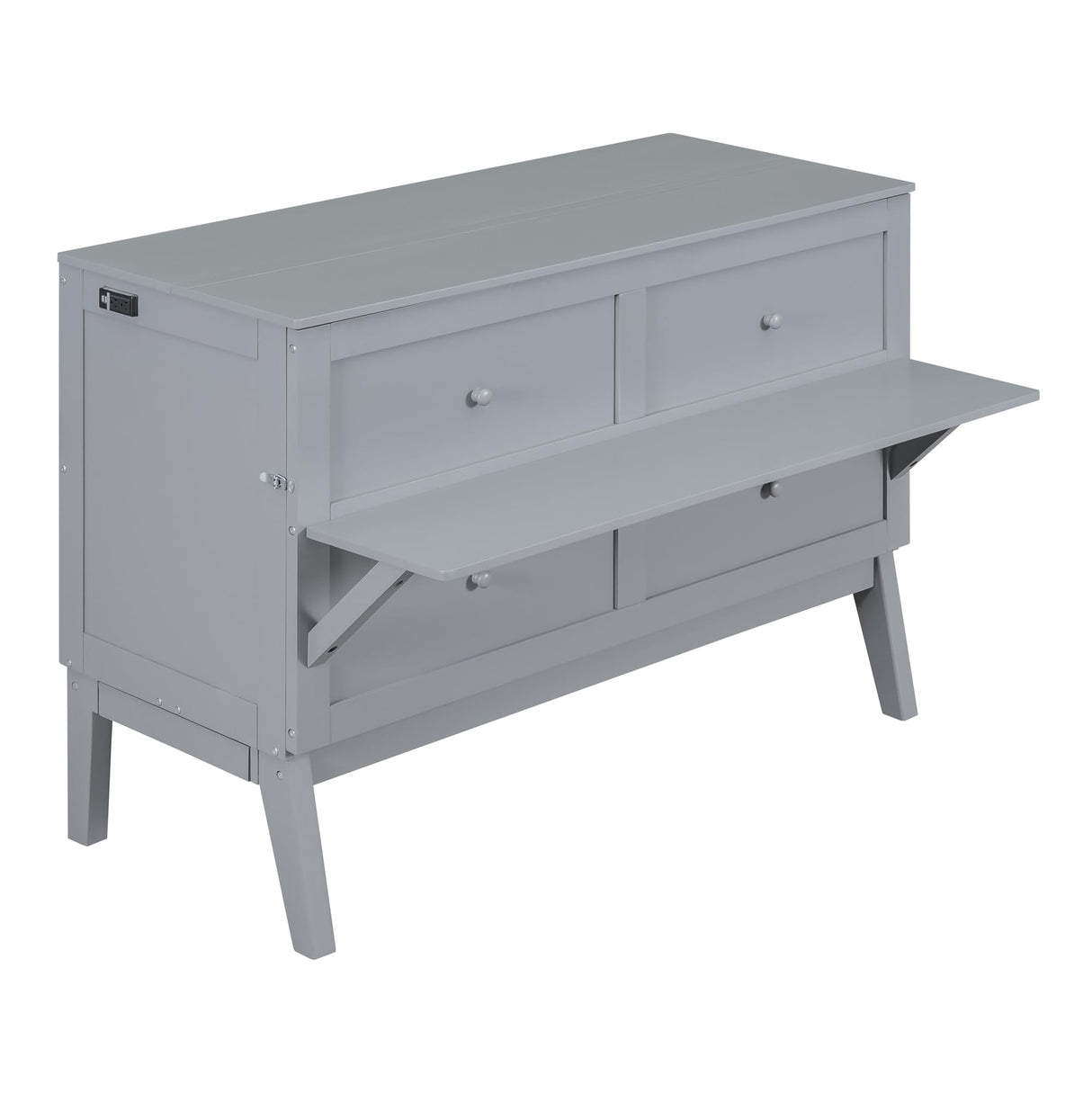 Ball & Cast Murphy Bed Chest Queen Size,Cabinet Hideaway Bed with USB Port and Removable Shelves on Each Side,Wood Wall can be Folded,Platform Bedframe for Kids Bedroom,Student Dorms,Gray Ball & Cast