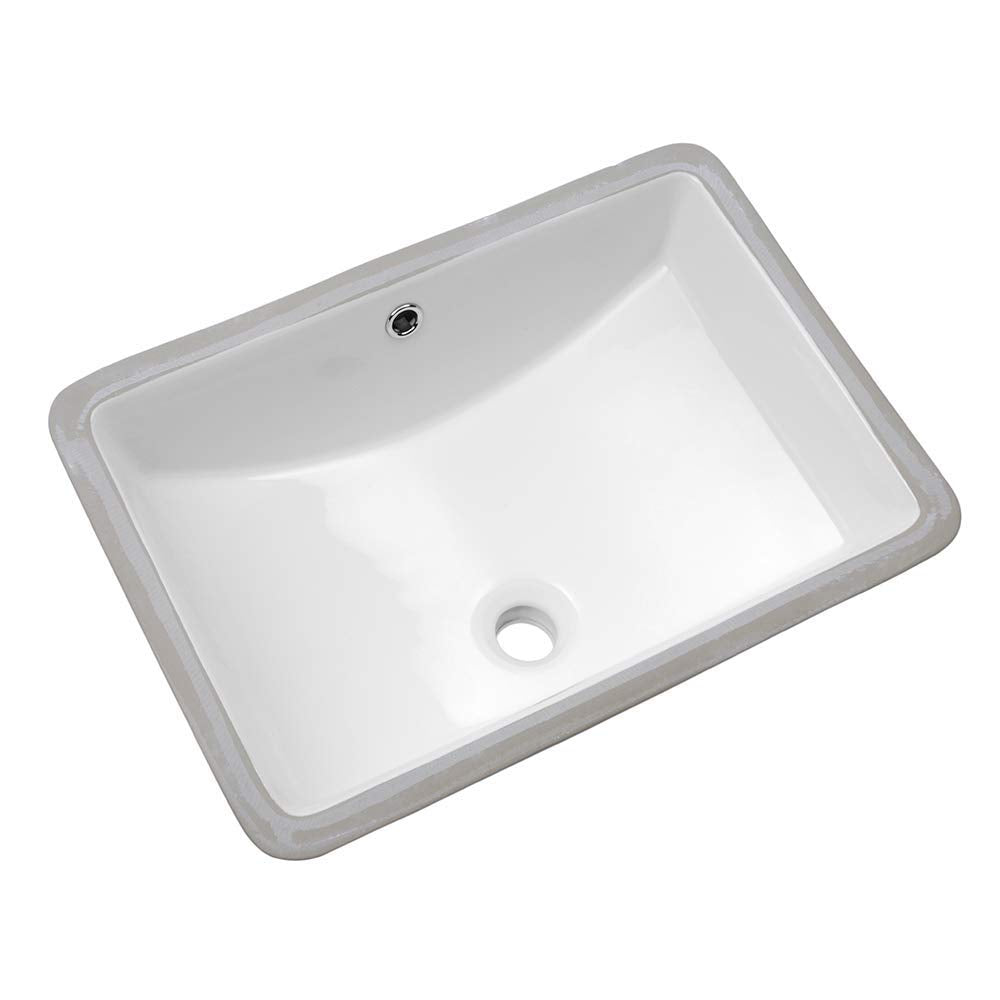 Lordear Rectangular Undermount Bathroom Sink 21x14 inch White Rectangle Bathroom Sink Undermount White Porcelain Ceramic Lavatory Bathroom Vanity Sink with Overflow Lordear