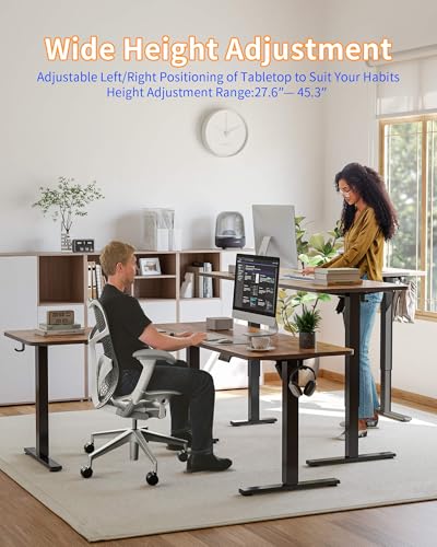 YIHAYO L Shaped Standing Desk Adjustable Height, 63 x 55 Inches Electric Corner Standing Desk with Splice Board, Computer Desk for Home Office, Rustic Brown YIHAYO