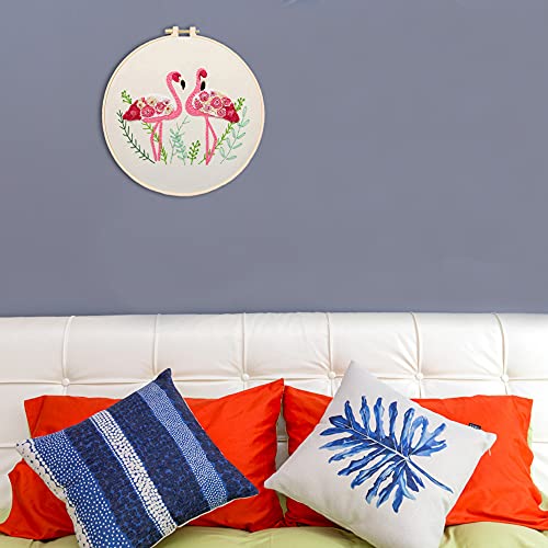 YANCAIYUNL Embroidery Kit for Beginners Flamingo Cross Stitch Embroidery Starter Kit DIY Handmade Needlework for Adults Beginner Tool Kit