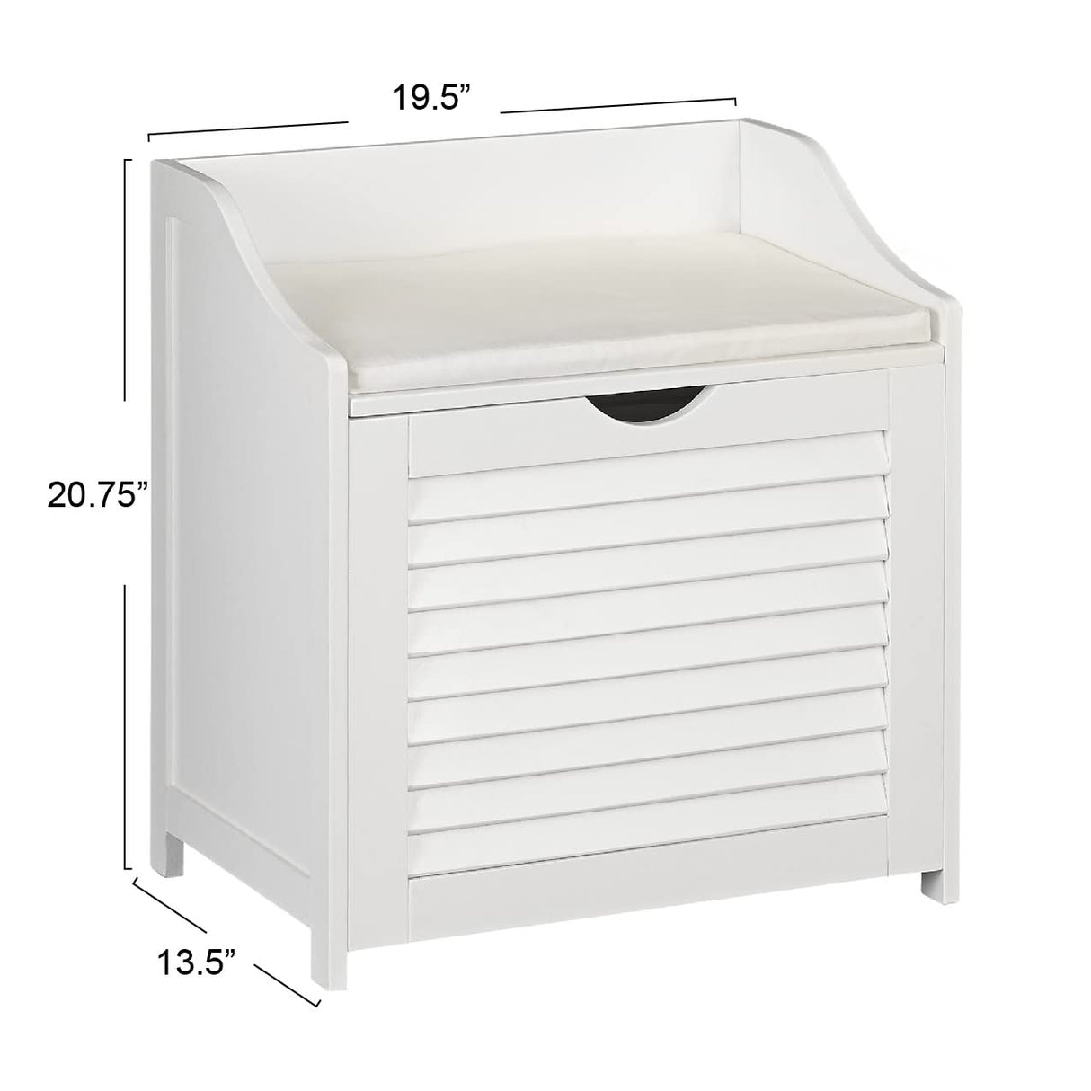Household Essentials Single Load Hamper Cabinet Seat, White Household Essentials