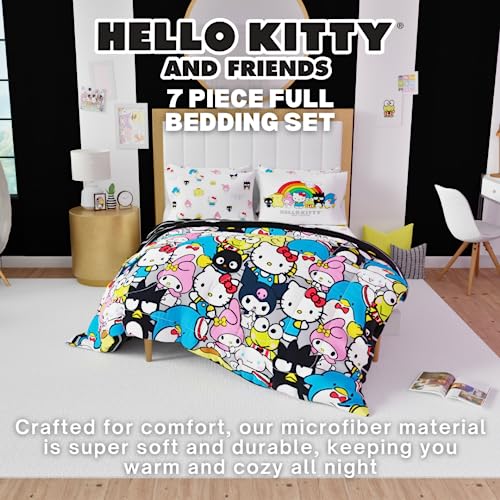 Franco Collectibles Hello Kitty & Friends Bedding 7 Piece Super Soft Comforter and Sheet Set with Sham, Full, (Official Licensed Product) Franco