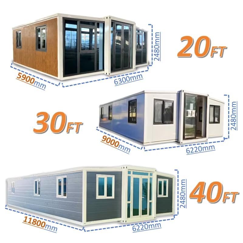 Tiny Homes Prefab House Folding Prefabricated Home with 3 Bedroom Full Equiped Bathroom Kitchen Prefabricated Container House for Adults Living Foldable Mobile Home with Steel Frame Generic