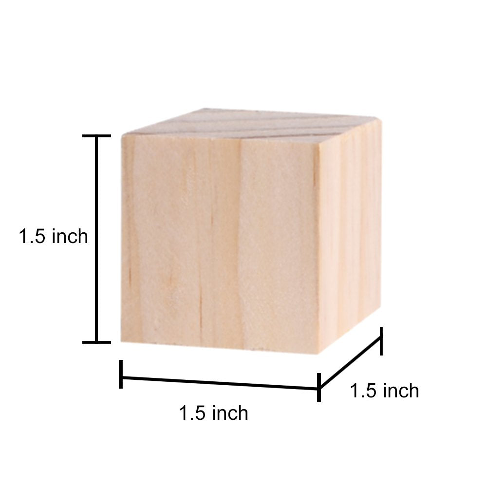 Supla 40pcs 1.5 inch - Natural Solid Wood Square Blocks Wood Cubes Wood Cube Blocks – for Puzzle Making, Crafts, and DIY Projects (40pcs) Supla