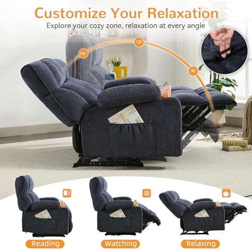 Sofetura Loveseat Recliner Sofa, Big Large Reclining Sofa with Cup Holders & Side Pockets, Traditional 2-Seater Manual Recliner Couch for Living Room, RV, Home Theater, Oversized (Fabric, Blue)