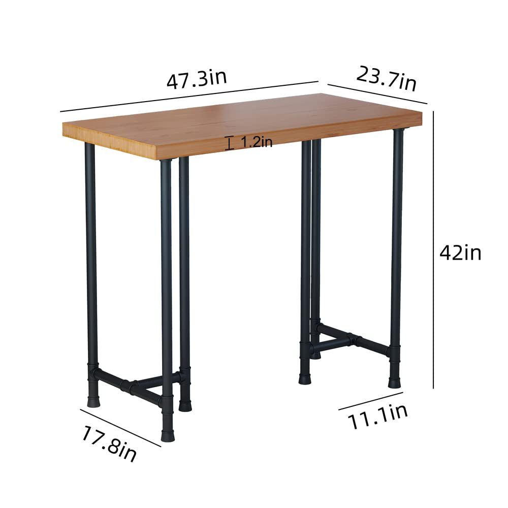 Industrial Pipe Counter Height Dining Table with Solid Wood Top - Versatile Pub and Laptop Table for Modern Spaces HEONITURE