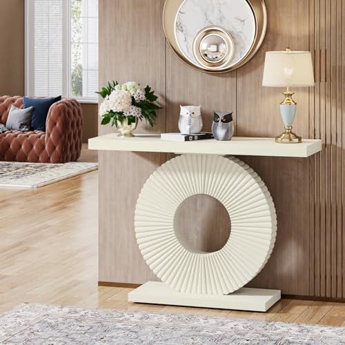Tribesigns Modern Console Table with Geometric Base, 40 inch Wood Entryway Table Sofa Table Narrow Long, Contemporary Accent Table for Living Room, Entryway, Hallway Tribesigns