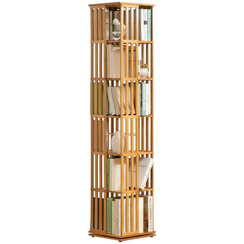 Bamboo 360° Rotating Bookshelf – Stylish Storage Rack for Home and Office TVDPI