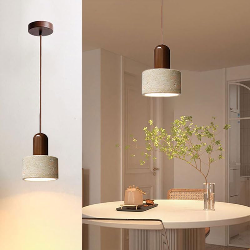 OROILUPU Modern Simple Brass Stone Pendant Lights Dining Room Kitchens Island Hanging Lights Wabi Sabi Style Solid Wood Bedside Light Fixture for Farmhouse Over Sink(Wire Adjustable) Type D OROILUPU