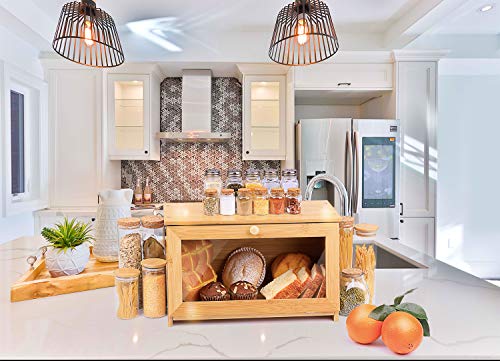 HOMEKOKO Wood Bread Box for Kitchen Counter, Single Layer Bamboo Large Capacity Food Storage Bin (NATURAL) HOMEKOKO