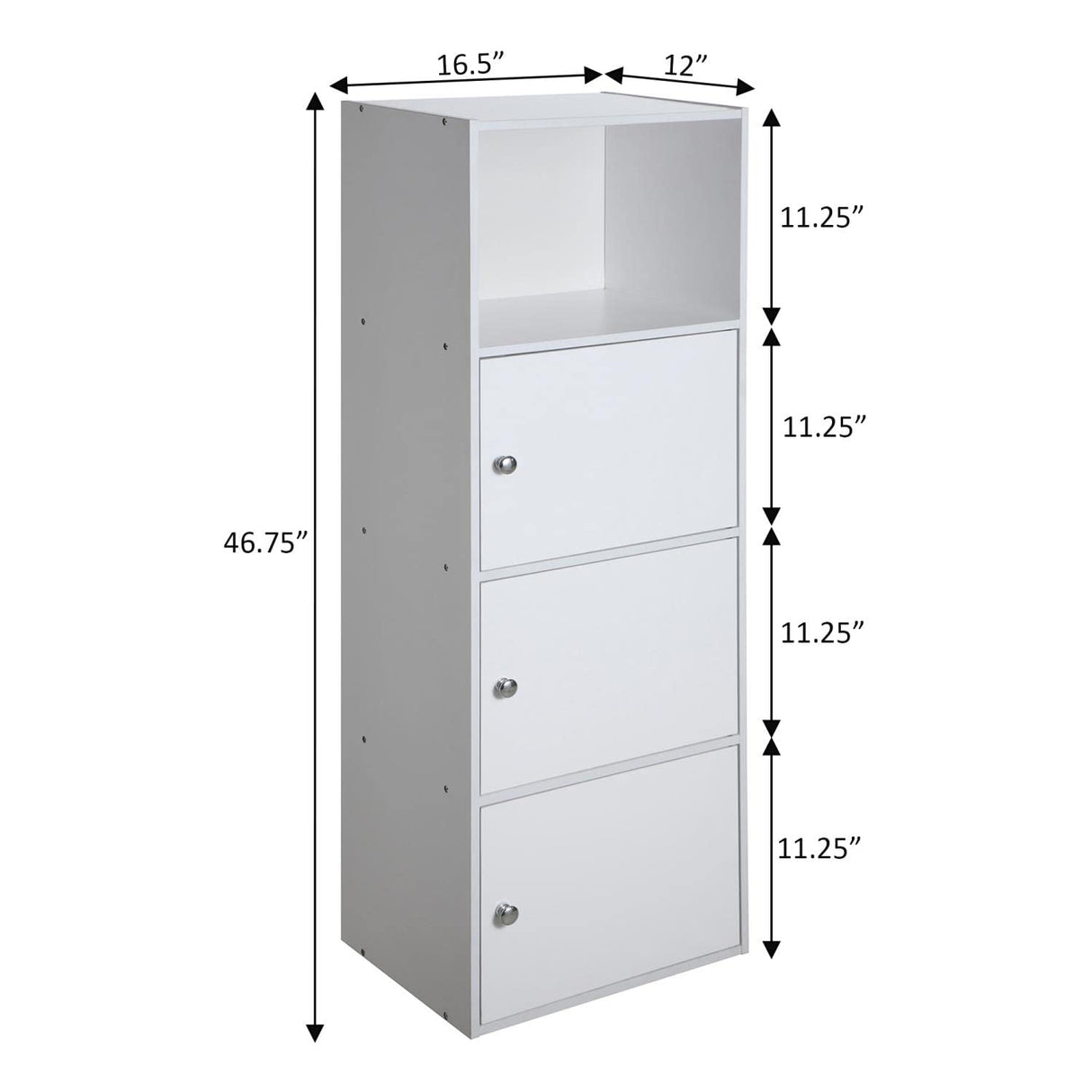 Convenience Concepts 3 Door Xtra Storage Cabinet with Shelf, White Convenience Concepts
