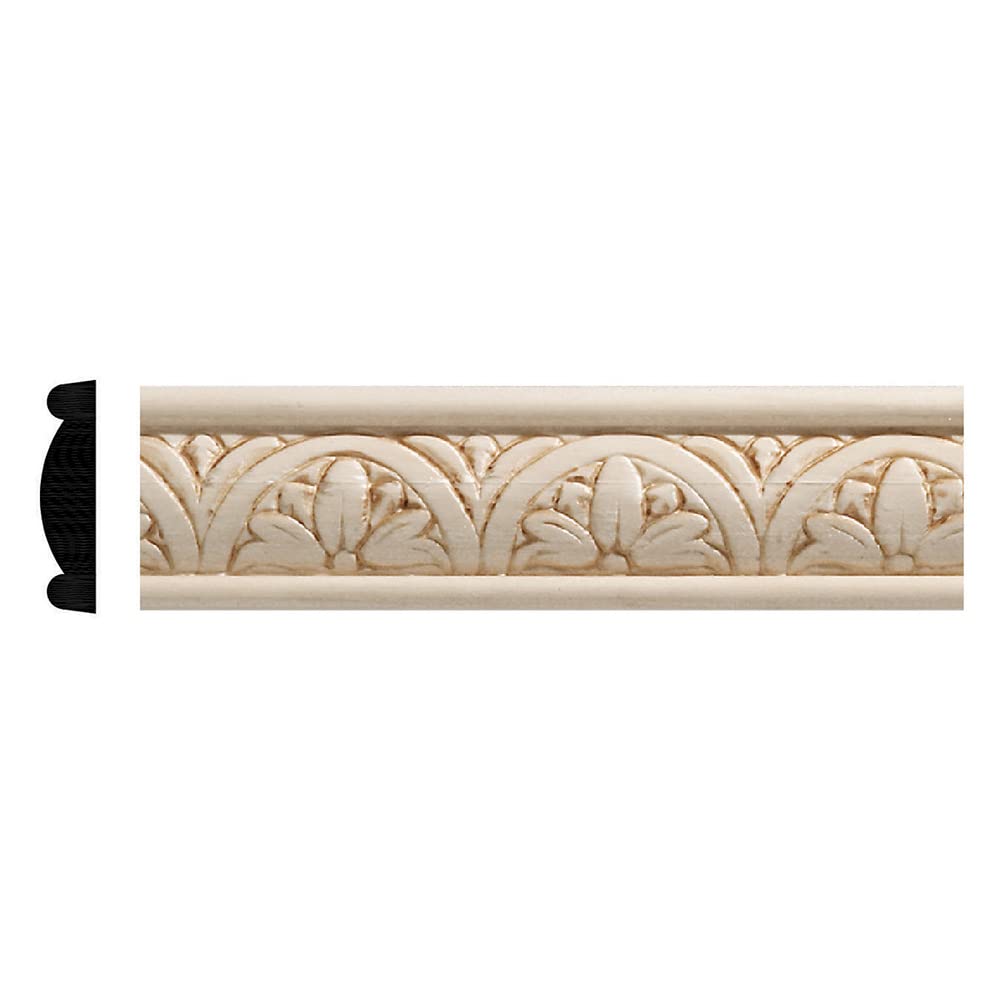 419-4WHW Unfinished White Hardwood Flower Blossom Embossed Trim Moulding ORNAMENTAL