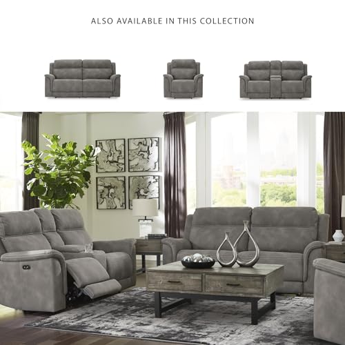 Signature Design by Ashley Next-Gen DuraPella Power Recliner with Adjustable Headrest, Gray Signature Design by Ashley