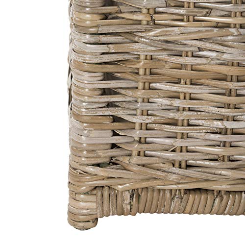 happimess HPM9000C Caden 46" Wicker Storage Trunk, Collapsible for flat storage, Rattan-Kubusoft Gray, Coastal for Office, Dorm Room-LivingRoom, Bedroom, Dining Room, Natural happimess