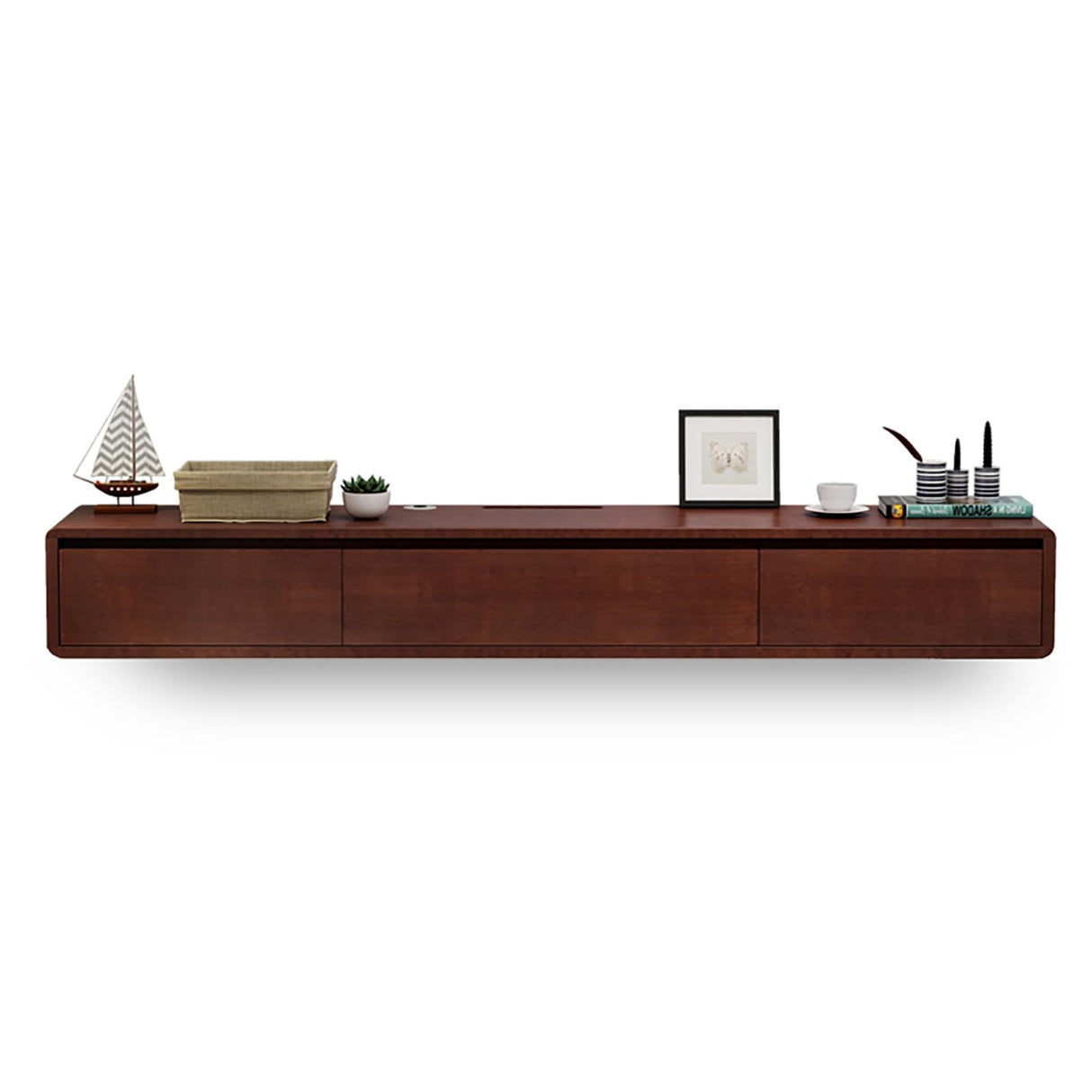 Floating tv stand,Wall Mounted TV Cabinet,Entertainment Center Wall Mounted Media Console,With two drawers and a semi-open storage space, Floating Shelves With Door,For Storage Hutch Under TV(Brown,63 HPIRFYE