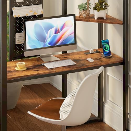 LIKIMIO Black Twin Metal Loft Bed with Integrated Desk, Shelves, and LED Lights for Teens and Adults LIKIMIO