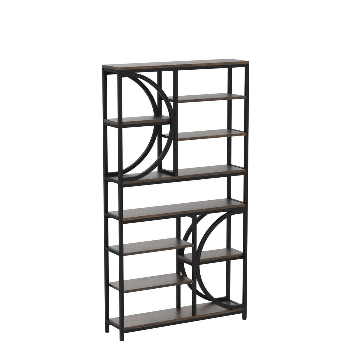 Tribesigns Industrial 8-Tier Etagere Bookshelf - 77-Inch Tall Open Display Unit in Brown/Black Tribesigns