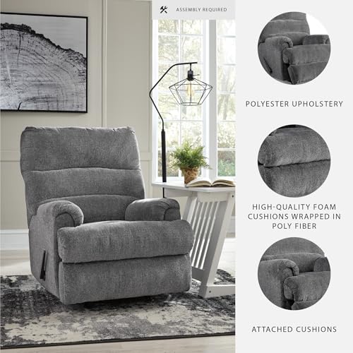 Signature Design by Ashley Man Fort Traditional Rocker Recliner, Dark Gray Signature Design by Ashley