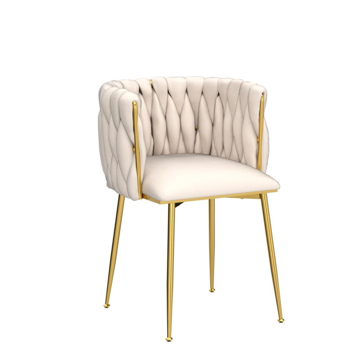 Nrizc Velvet Dining Chairs Set of 4, Woven Upholstered Dining Chairs with Gold Metal Legs, Modern Accent Chairs for Living Room, Dining Room, Kitchen Nrizc