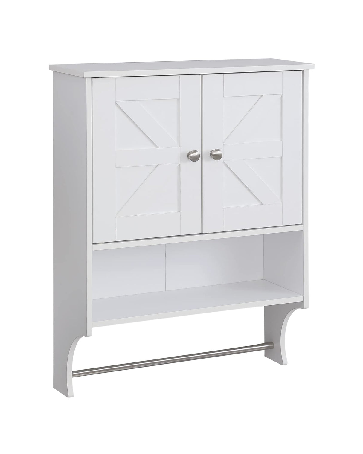 Kavonty Over The Toilet Storage Cabinet,Farmhouse Medicine Cabinet with 2 Door and Adjustable Shelves,21.65 x 7.1 x 27.6 Inches, Bathroom, White Kavonty