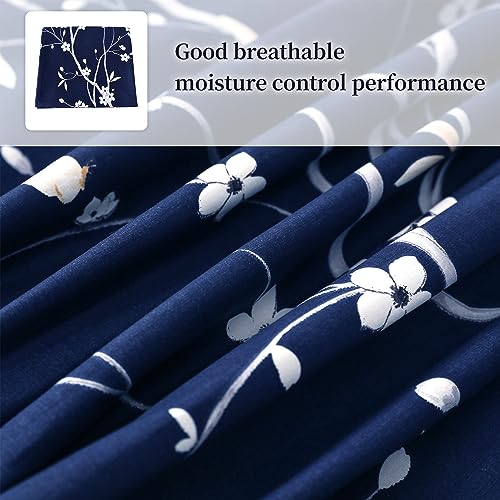 MAXYOYO Mattress Cover for Traditional Japanese Futon Mattress, Futon Floor Mats Cover with Zipper, Super Soft and Machine Washable, Navy Floral, Full MAXYOYO