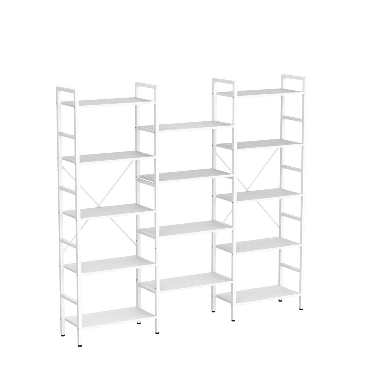 IRONCK Bookcases and Bookshelves Triple Wide 5 Tiers Industrial Bookshelf, Large Etagere Bookshelf Open Display Shelves with Metal Frame for Living Room Bedroom Home Office IRONCK