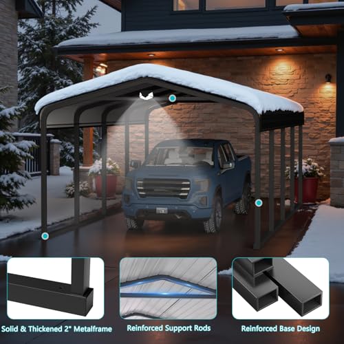 Metal Carport,Carport Canopy 12x20 Heavy Duty All Weather,Car Tent Garage with Galvanized Metal Roof,Metal Car Ports for Snow,Outdoor Car Shelter,Grey Sannwsg
