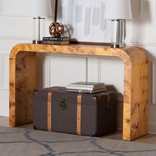 bali & pari Revelle Modern and Contemporary Real Mappa Burl Wood Console Table bali & pari