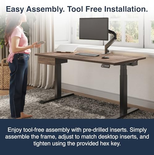 Desky Electric Standing Desk, 47.2" Laminate Height Adjustable Sit Stand Desk, Dual Motor, 4 Memory Presets, Ergonomic Computer Workstation for Home Office – Burnished Wood Top and Space Gray Frame Desky