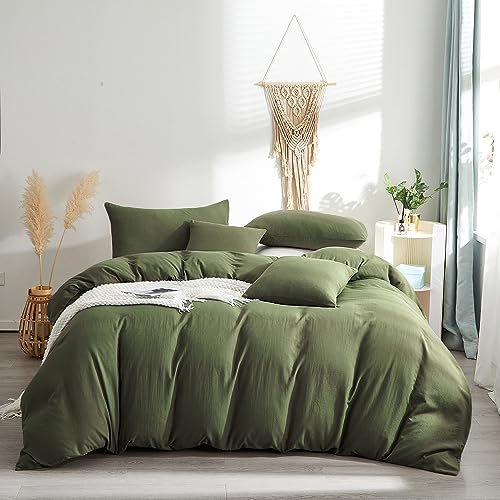 Pureant Olive Green Comforter Sets Queen Size Solid Dark Green Bedding Comforters Plain Army Green Soft Cozy Quilts Women Men Dark Grass Green Blankets Modern Minimalist Hunter Green Comforters Pureant