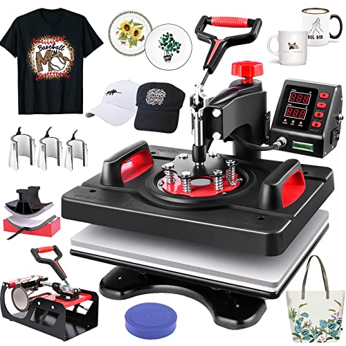 Casulo 8 in 1 Heat Press Machine Combo, 360-Degree Rotation Powerpress Heat Press Machine Digital Sublimation, Professional Heat Printing 15x12 Inch Heat Transfer for T-Shirts Mug Hats Plate Cap casulo