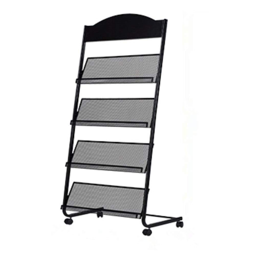 GENMO Floor-Standing Magazine Rack - Display & Store Newspapers, Magazines & Books - Simple Iron (Black) GENMO