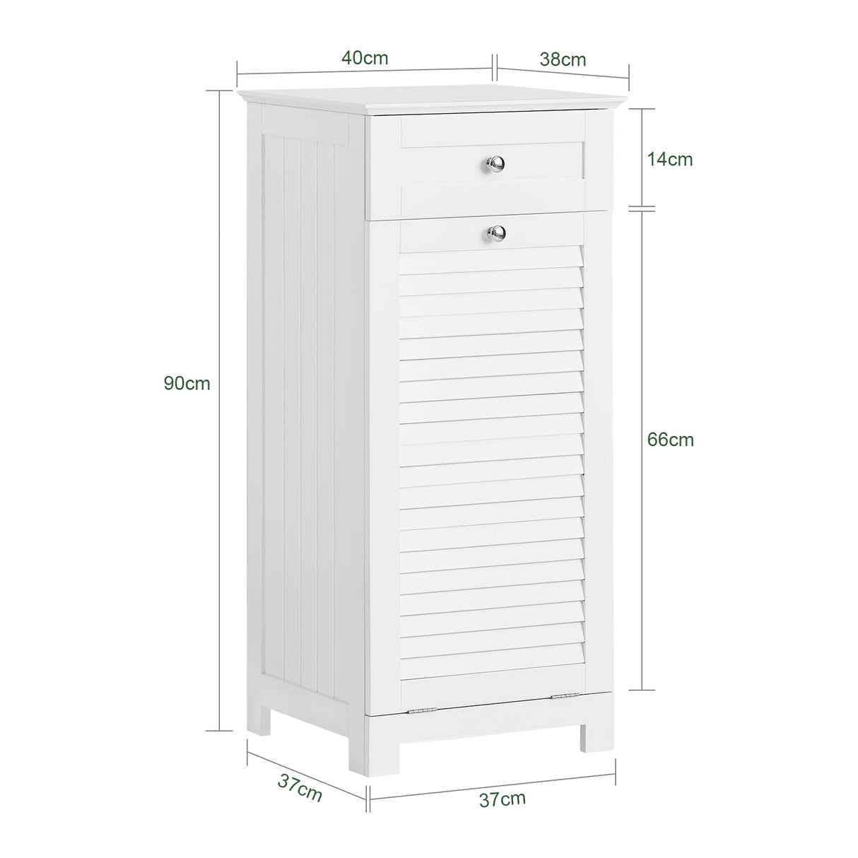 SoBuy Bathroom Laundry Cabinet Tilt-Out Hamper Unit Hidden Basket Organizer with Sliding Drawer Freestanding Narrow Sorter, White BZR73-W SoBuy