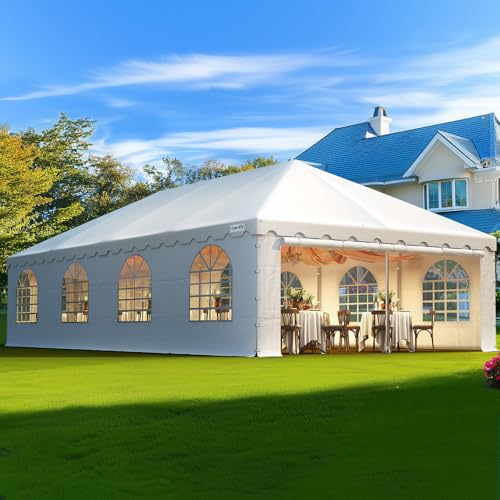 Quictent 20x40 Party Tent Heavy Duty West Coast Frame Tent Outdoor White Commercial Gazebo Rental Wedding Canopy (with Sides) Quictent