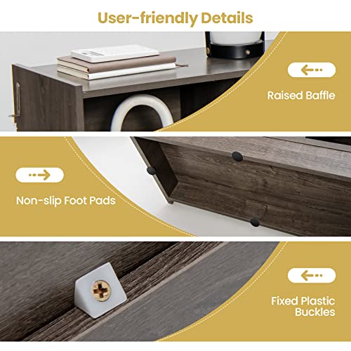 Tangkula Modern 8-Cube Bookcase in French Oak Grey - Versatile 3-Tier Open Storage Shelf Tangkula