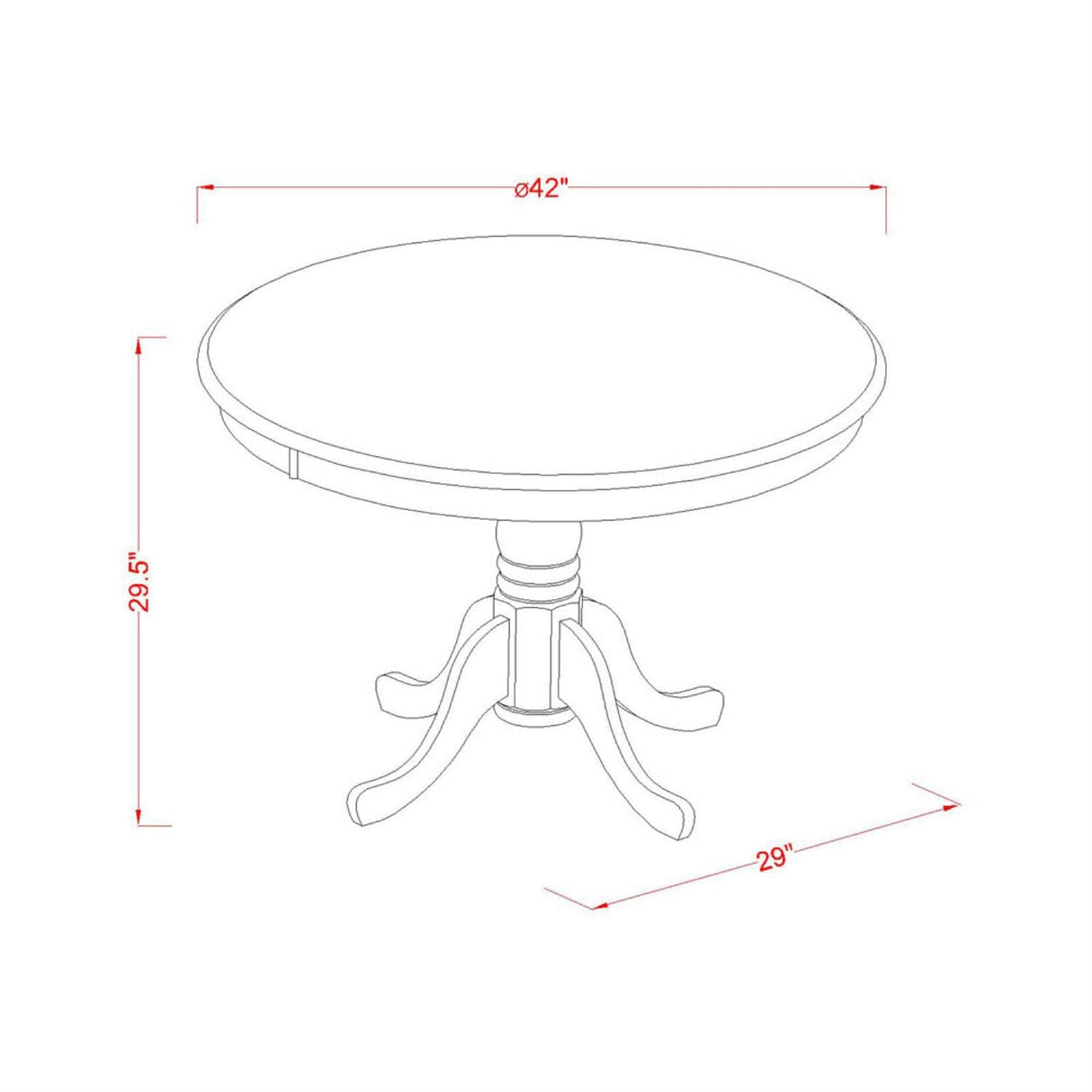 East West Furniture HLT-BCH-TP Hartland Kitchen Dining Table - a Round Wooden Table Top with Pedestal Base, 42x42 Inch, Black & Cherry East West Furniture