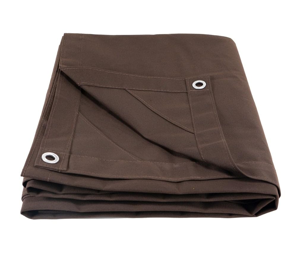 Mytee Products 20' x 40' Dark Brown 12oz Canvas Tarp with Grommets - Water Resistant - Heavy Duty Canvas Tarps - Multipurpose Tarpaulin Cover for Canopy Tent, Roof, Camping, Semi Trucks & Cargo Mytee Products