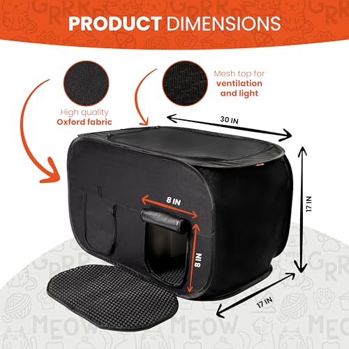 Pexter Cat Litter Box Enclosure, Discreet and Hidden Litter Box, Kitty Litter Trap Design with Easy-Clean Feature, Scoop and Deodorizer Storage Pockets, Lightweight and Waterproof PEXTER