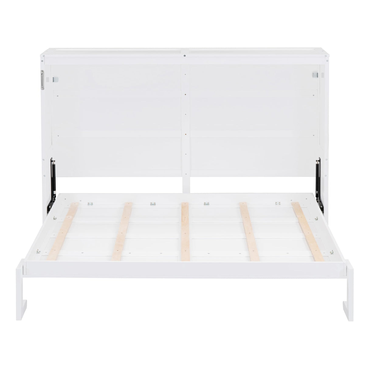 Merax Modern Farmhouse Solid Wood Murphy Bed Chest/Space Saving/Wood Slat Support/Queen,White Merax