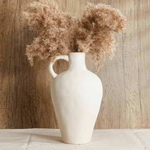 White Ceramic Vase BlossoME 12”H Large Pottery for Flowers Pampas Grass,Boho Modern Rustic Farmhouse Decoration for Livingroom Bedroom Kitchen Entryway Console Table Countertop Shelves blossome better addition to better life