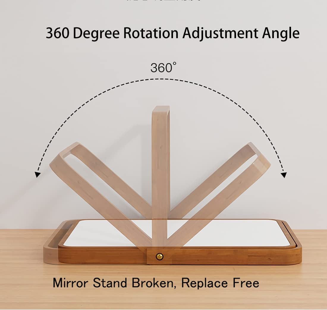 ZOROSY Wood Table Makeup Mirrors for Women - Rectangle Wall-Mounted Mirrors Desk Mirrors for Living Room Bedroom Birthday Gifts ZOROSY