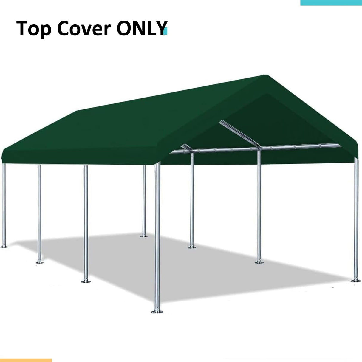 FORALEBEN Carport Replacement Canopy Cover for 10' x 20' Car Tent Top Garage Shelter Cover Tarp with Ball Bungees (Only Top Cover, Frame Not Include) Green FORALEBEN
