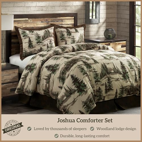 Paseo Road Cabin Bedding Joshua 3 Piece Lodge Comforter Set with Pillow Shams, King Forest Woods Bedding, Pine Trees Comforter Set, Woodland Nature Western Rustic Bed Set Paseo Road