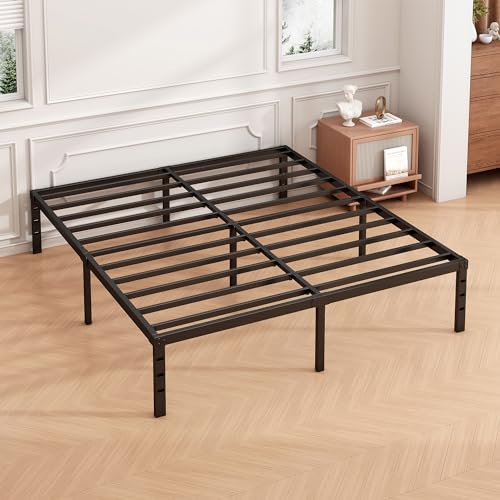 Hafenpo 12 Inch King Bed Frame -Sturdy Metal Platform King Size, No Box Spring Needed, Heavy Duty, Easy Assembly, Strong Bearing Capacity, Under Bed Storage, Black Hafenpo